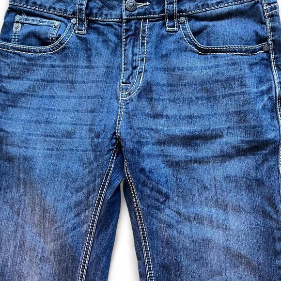 Rock & Roll Pistol Straight Jeans Men’s 33x32 Medium Wash Thick Stitch Western - Picture 3 of 8